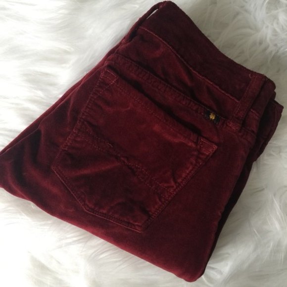 Lucky Velour Red Burgundy Charlie Skinny Pants - Picture 4 of 13